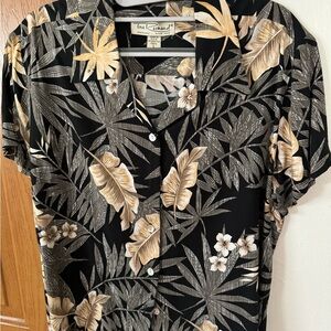 Tori Richard Children’s Black and Tan Tropical Print Shirt L